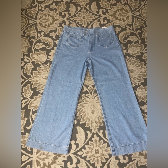 The Loft Patch Pocket High Rise Wide Leg Jeans Size 33 - Picture 3 of 16